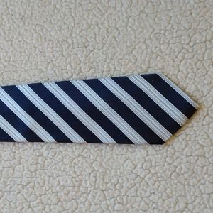 Luigi Borrelli Napoli Silk Blue/White Stripe Tie (Made in Italy)